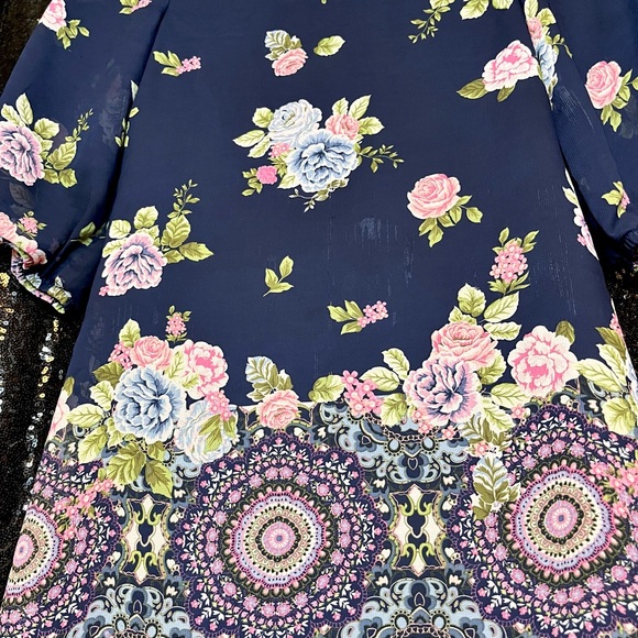 Amy Byer Navy Floral‎ Kids Dress - Picture 3 of 9